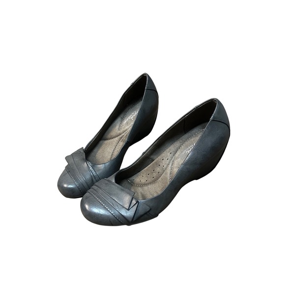 Elena Gilbert Core Natural Soul by Naturalizer Elle Dark Grey Wedge Pumps Y2K - Picture 2 of 5